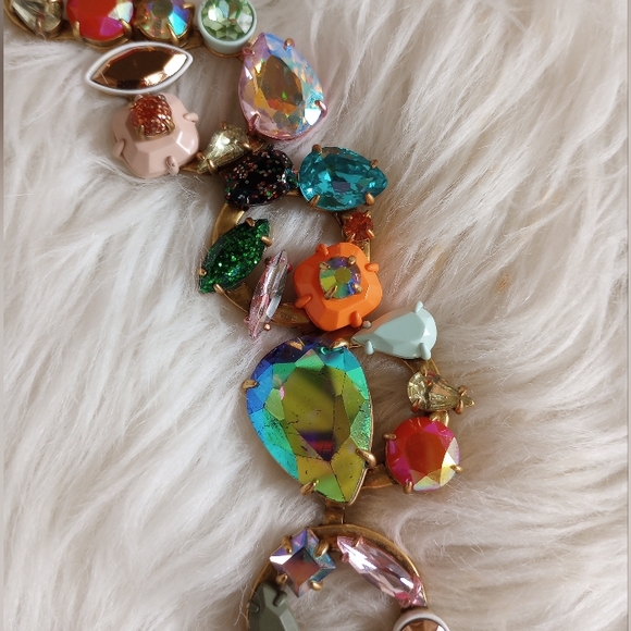 J Crew Multicolored Brûlée Crystal Circular Cluster Statement Necklace - Picture 9 of 15
